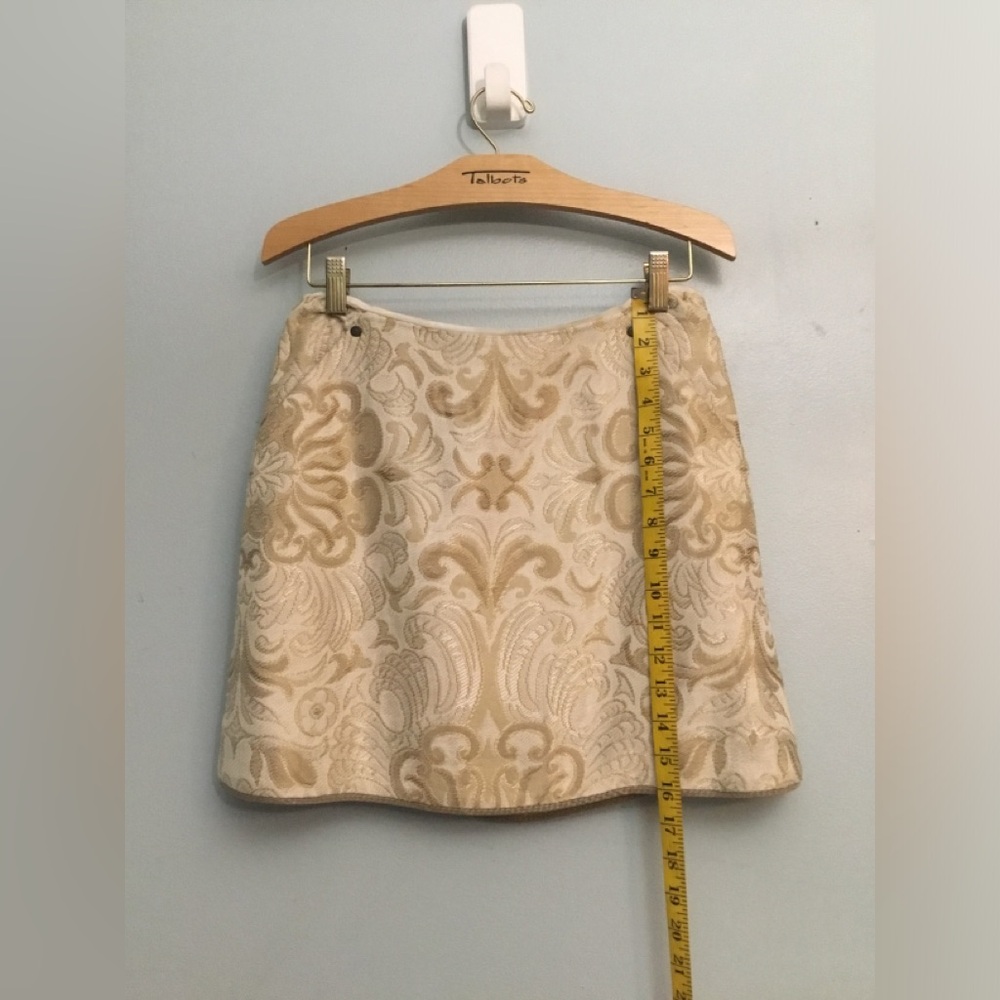 Elie Tahari Cream & Gold Brocade A-Line Skirt - Picture 13 of 14